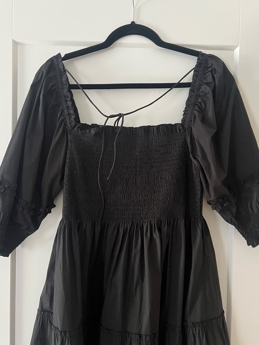 Hill House Nesli Midi Dress in Black Poplin - Picture 2 of 6